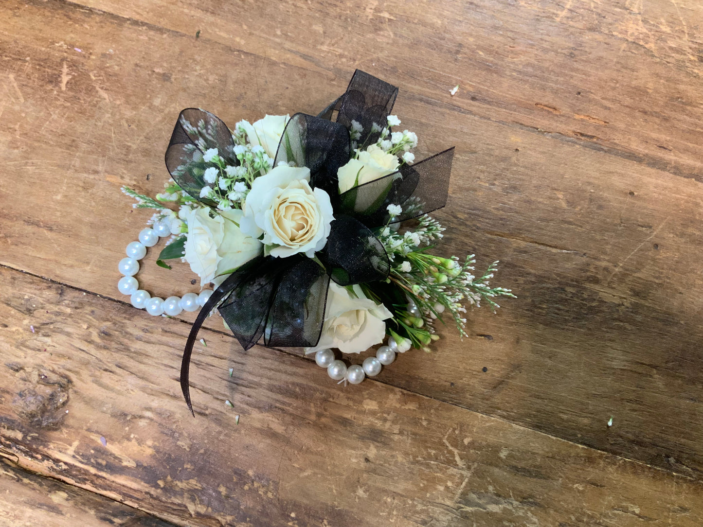 Wristlet Corsage Black and White