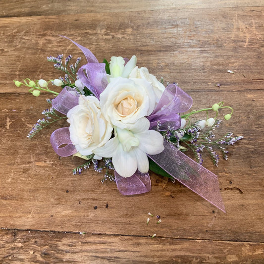 White Spray Rose and Denbrobium Orchid