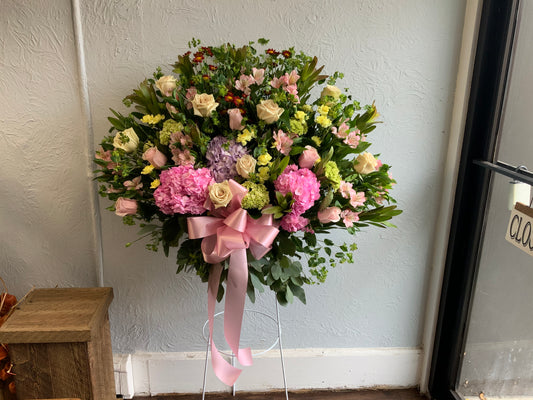 pastel garden standing basket