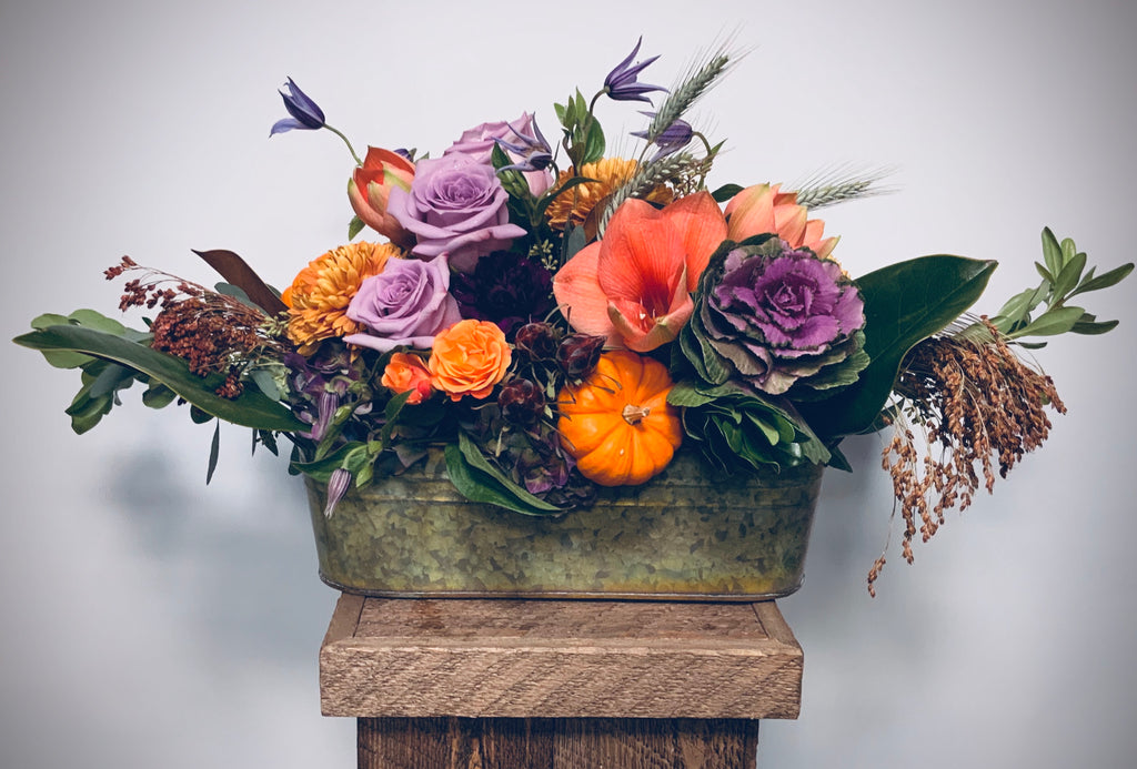 Rectangular centerpiece in Autumn palette - priced as shown