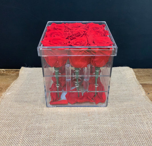 9 Preserved Roses in Decorative Acrylic Box