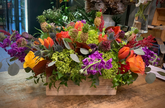 Rectangular centerpiece in a bright palette - priced as shown
