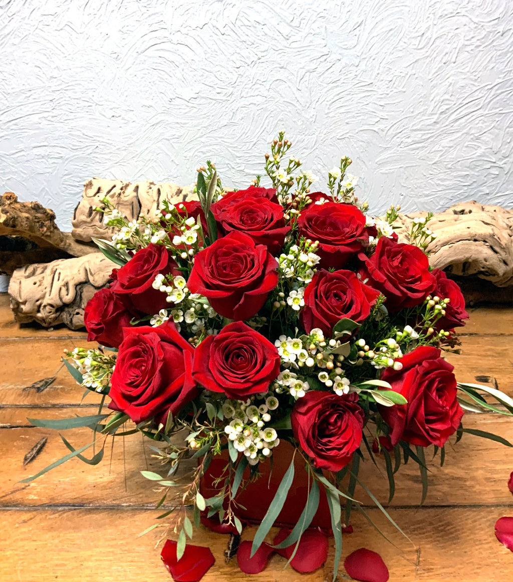 2 Dozen Roses in Glass Cube
