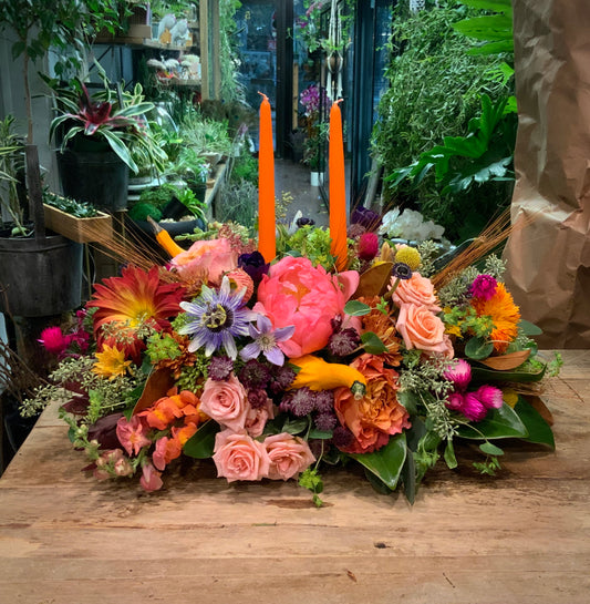 Autumn Picking with Candles Centerpiece