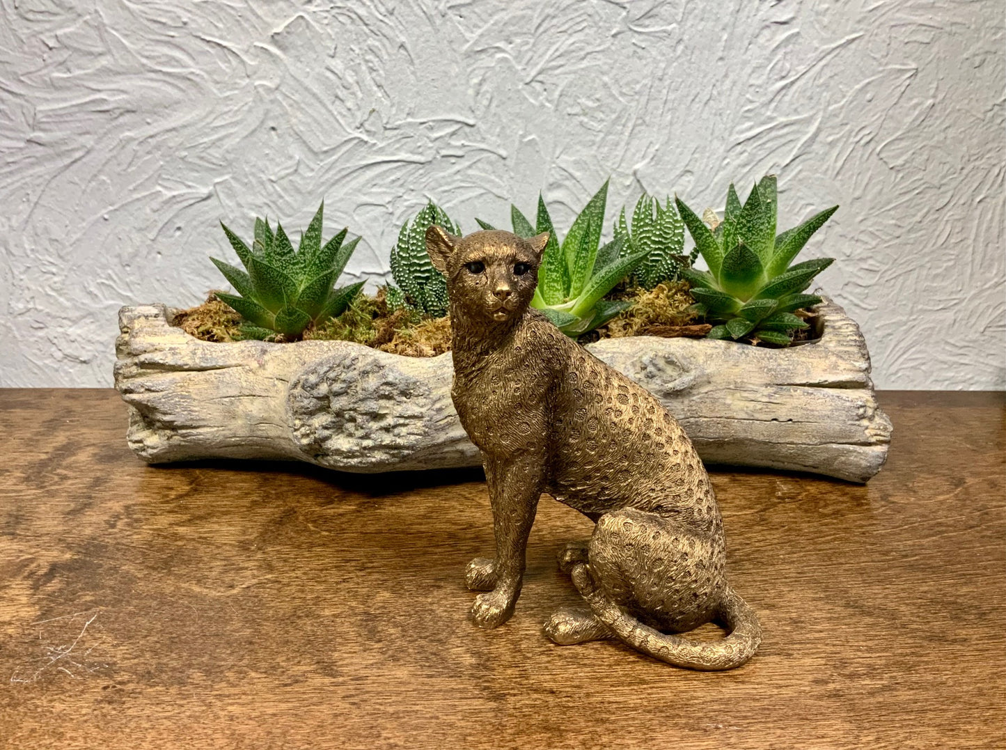 Wild Cheetah Statue in Gold Metal Finish