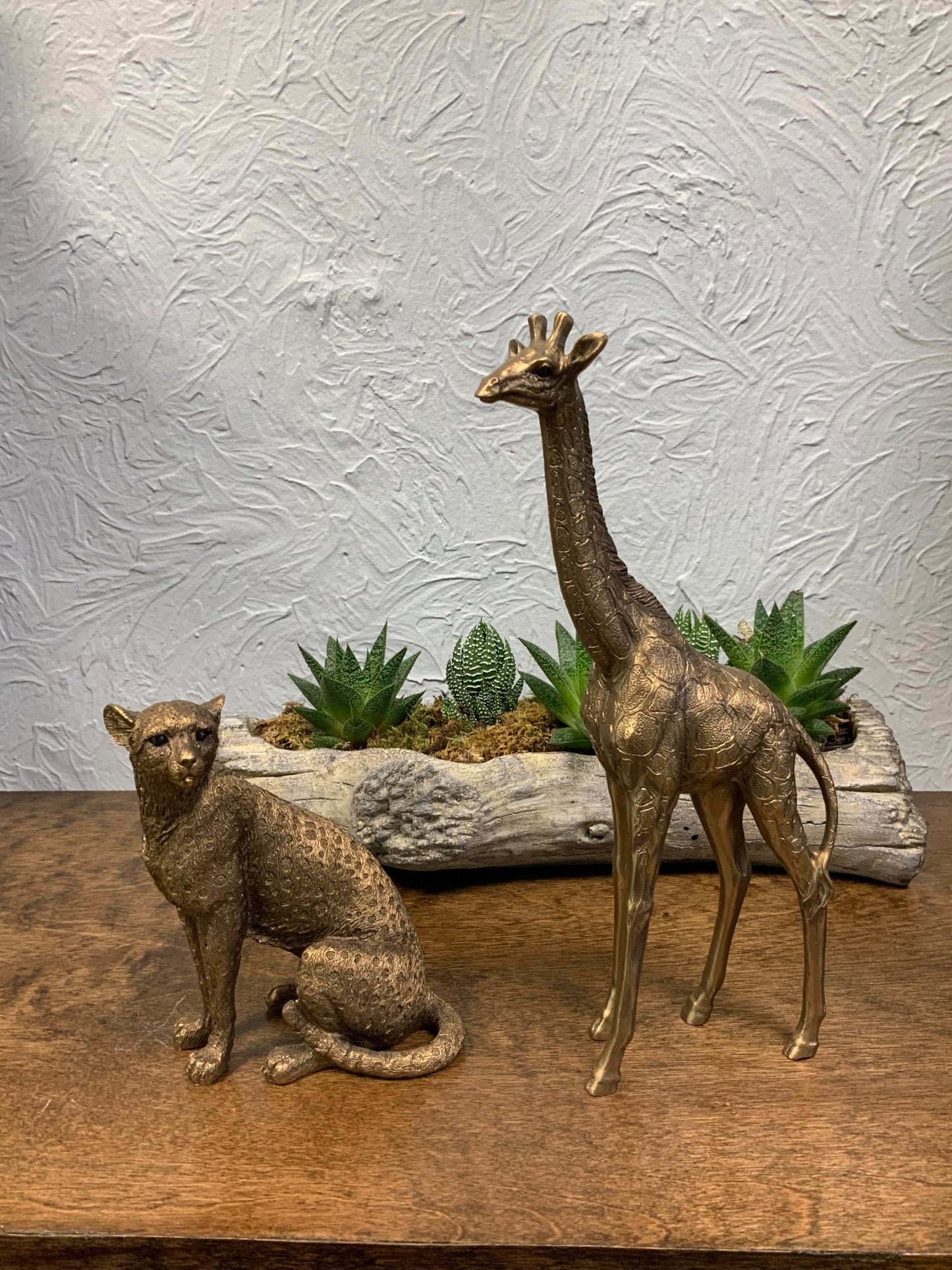 Wild Cheetah Statue in Gold Metal Finish