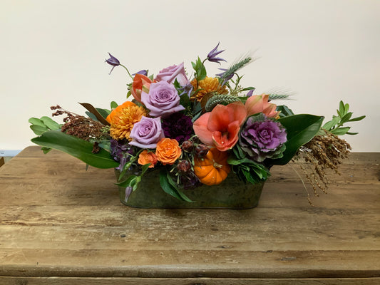 Rectangular centerpiece in Autumn palette - priced as shown